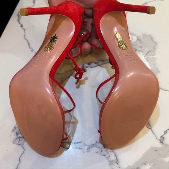 Aquazzura Elegant Red Strappy Women's Heels size 40 - Picture 4 of 6